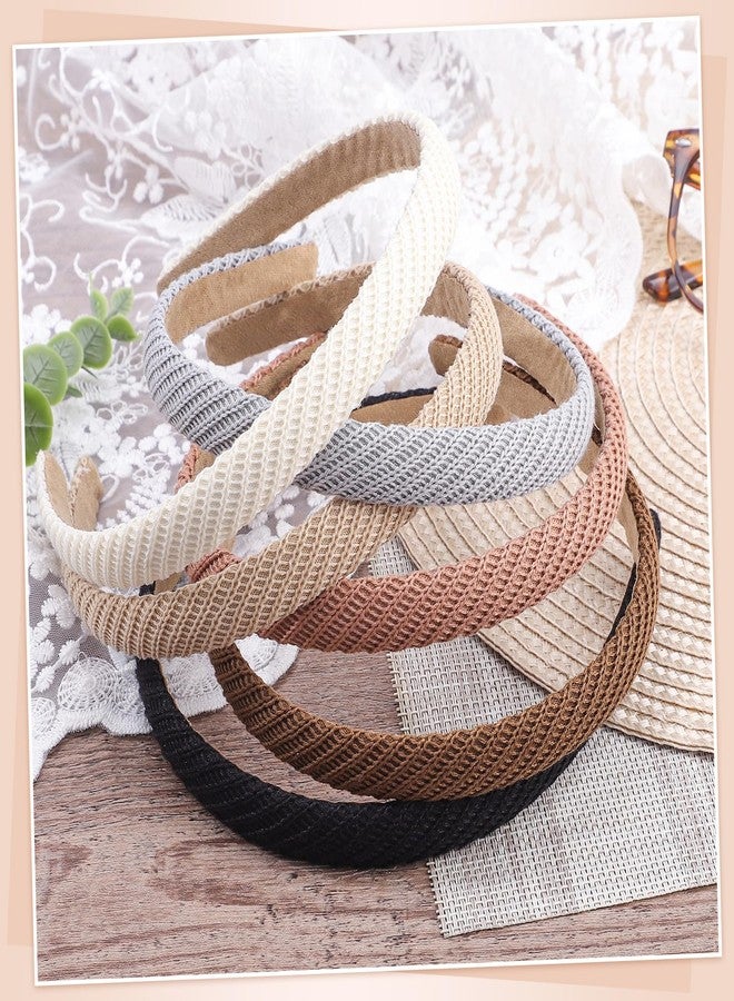 obeoby 6 Pack Trendy Headbands for Women, 0.6inch Thin Knitted Hairbands for Girls Valentines Day Outfit Women's Hair Non Slip - Image 5